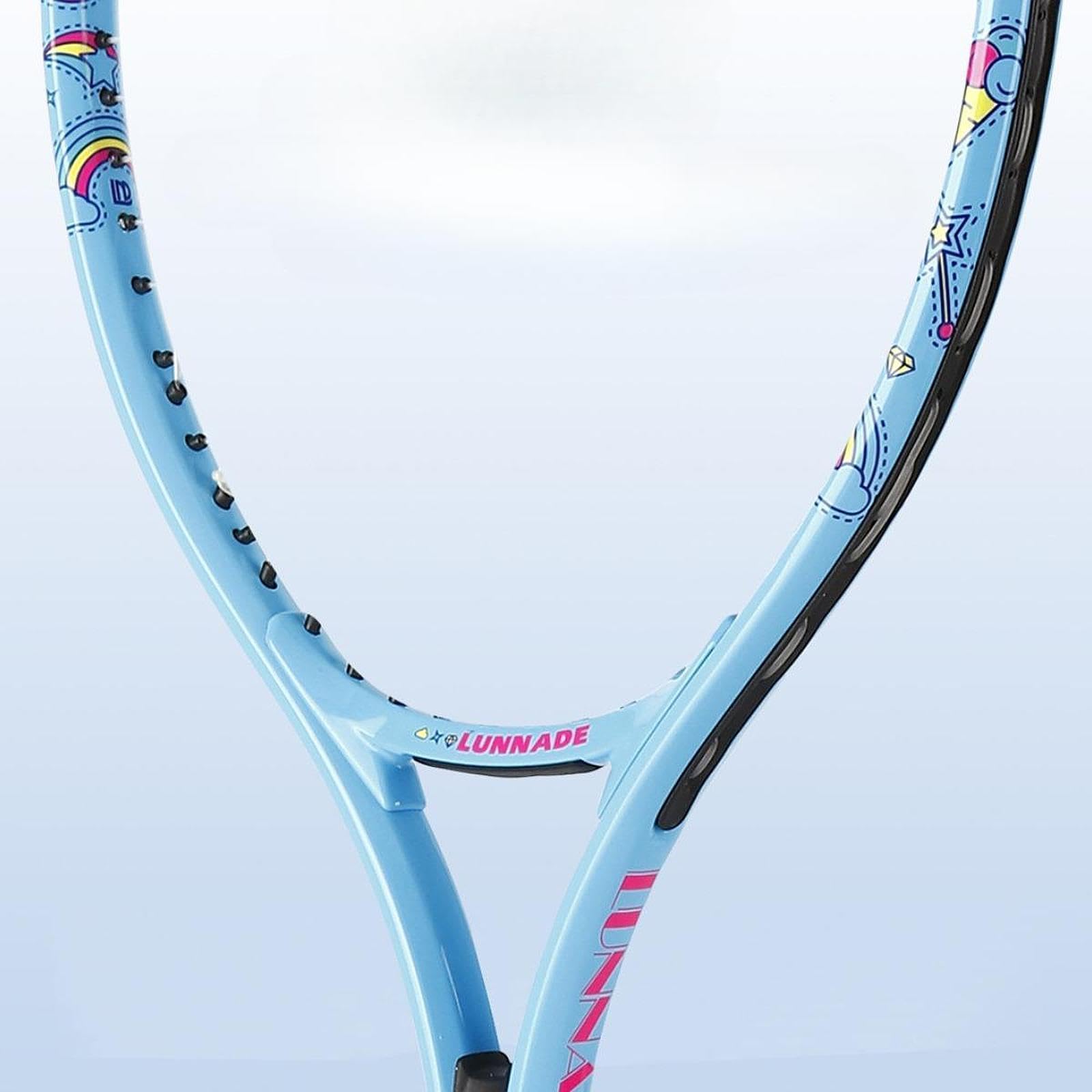 Milageto Raqueta de Tenis para Niños Ligera Construcción Carbono Cuerda Nailon Mango Cómodo Antichoque Entrenamientos Principiantes Adecuada para Parques