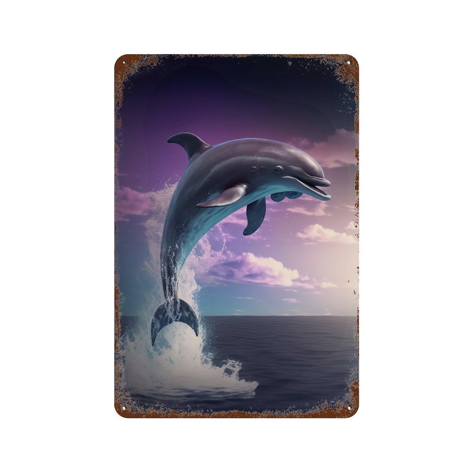 Dolphins Jumping Vintage Metal Tin Sign 11.8"x7.9", Ideal for Shed, Workshop And Garage Wall Decor