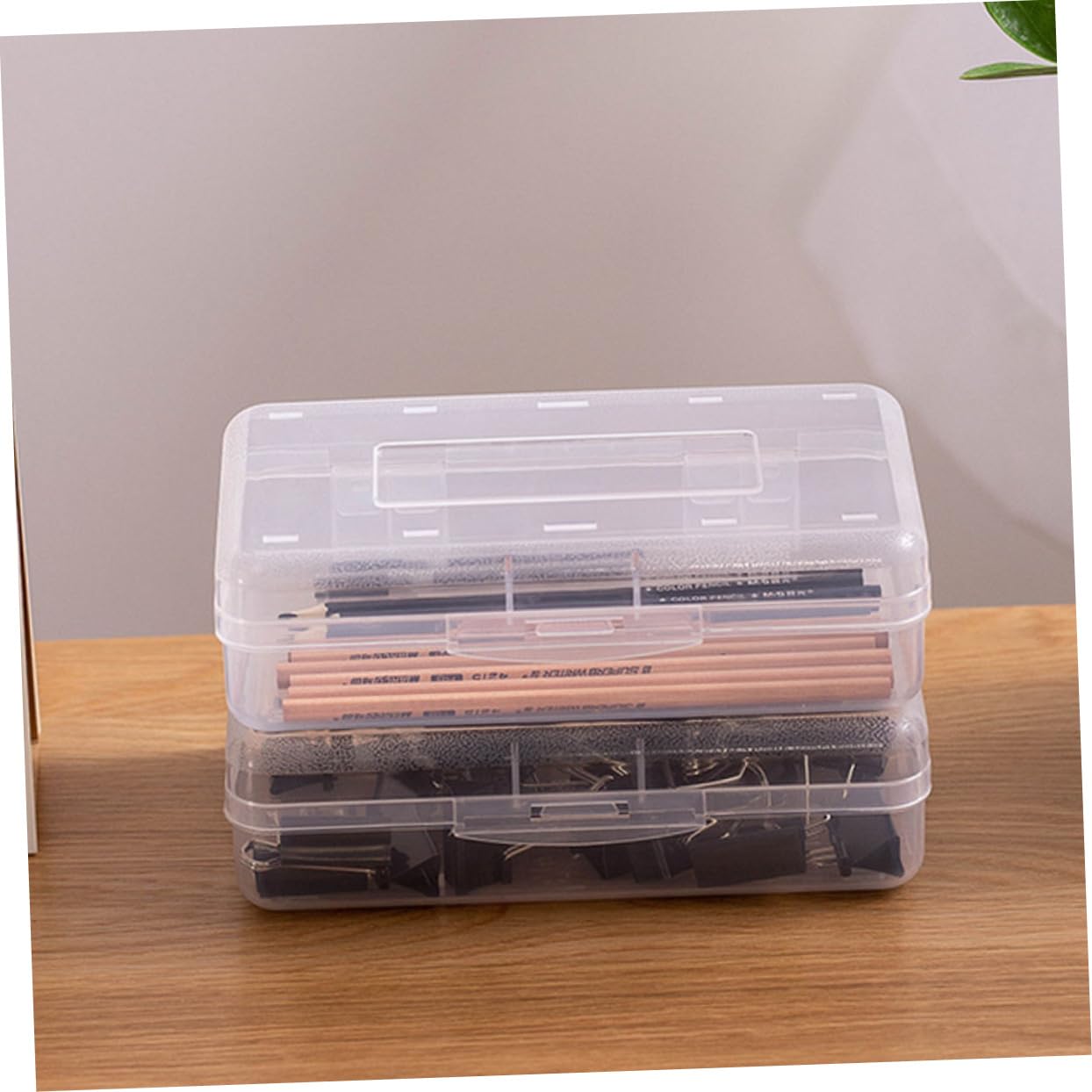 Set 6 Pezzi Scatole Trasparenti in Pp, Astuccio Porta Penne Empilabile, Organizer Semplice e Delicato per Scuola e Ufficio