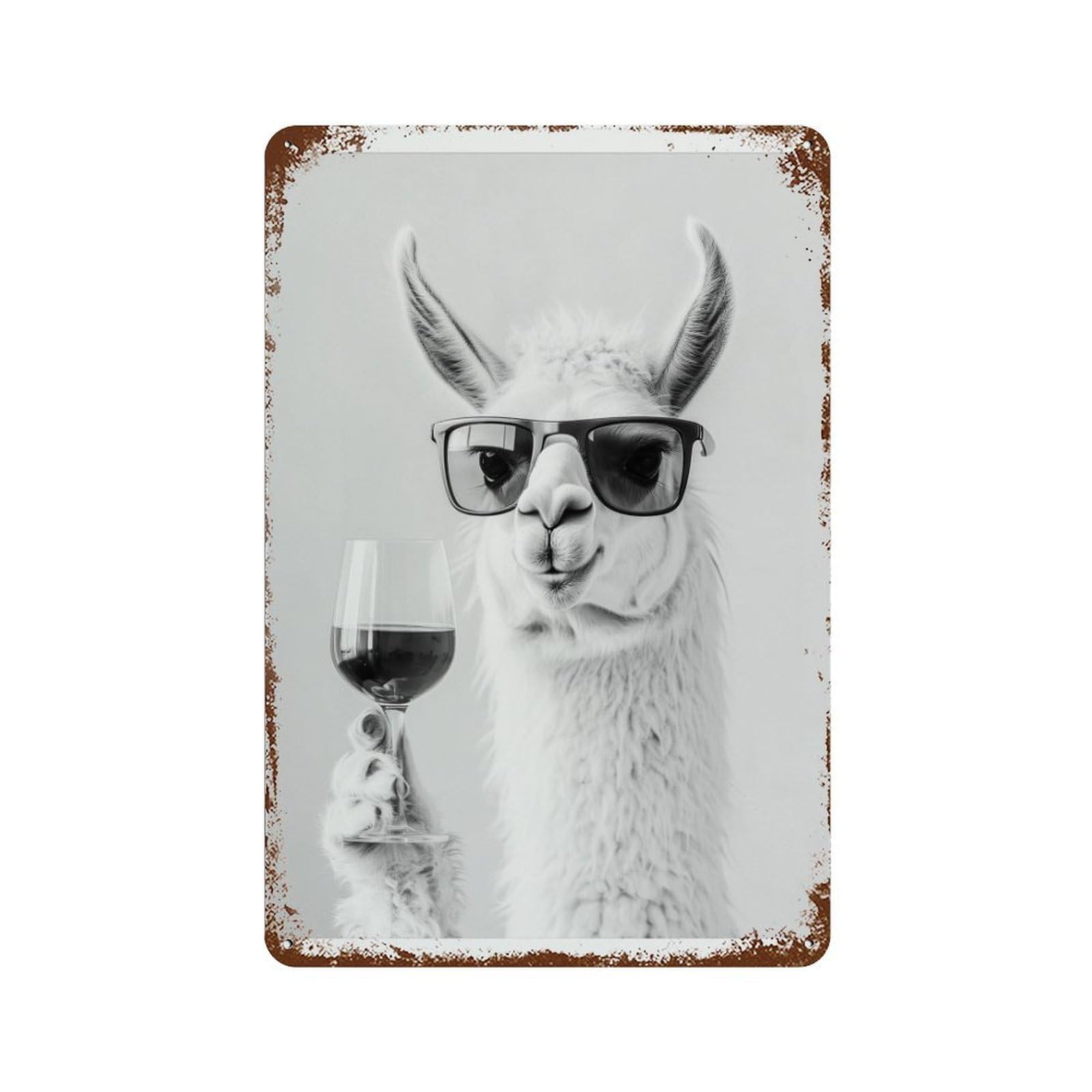 xiaoxiaoshen Llama Drinking Wine Funny Bar C Decor Wall Decor Art Metal Tin Poster Modern Home Decor Art Home Bar Shop Decorations Vintage Sign 30x20cm