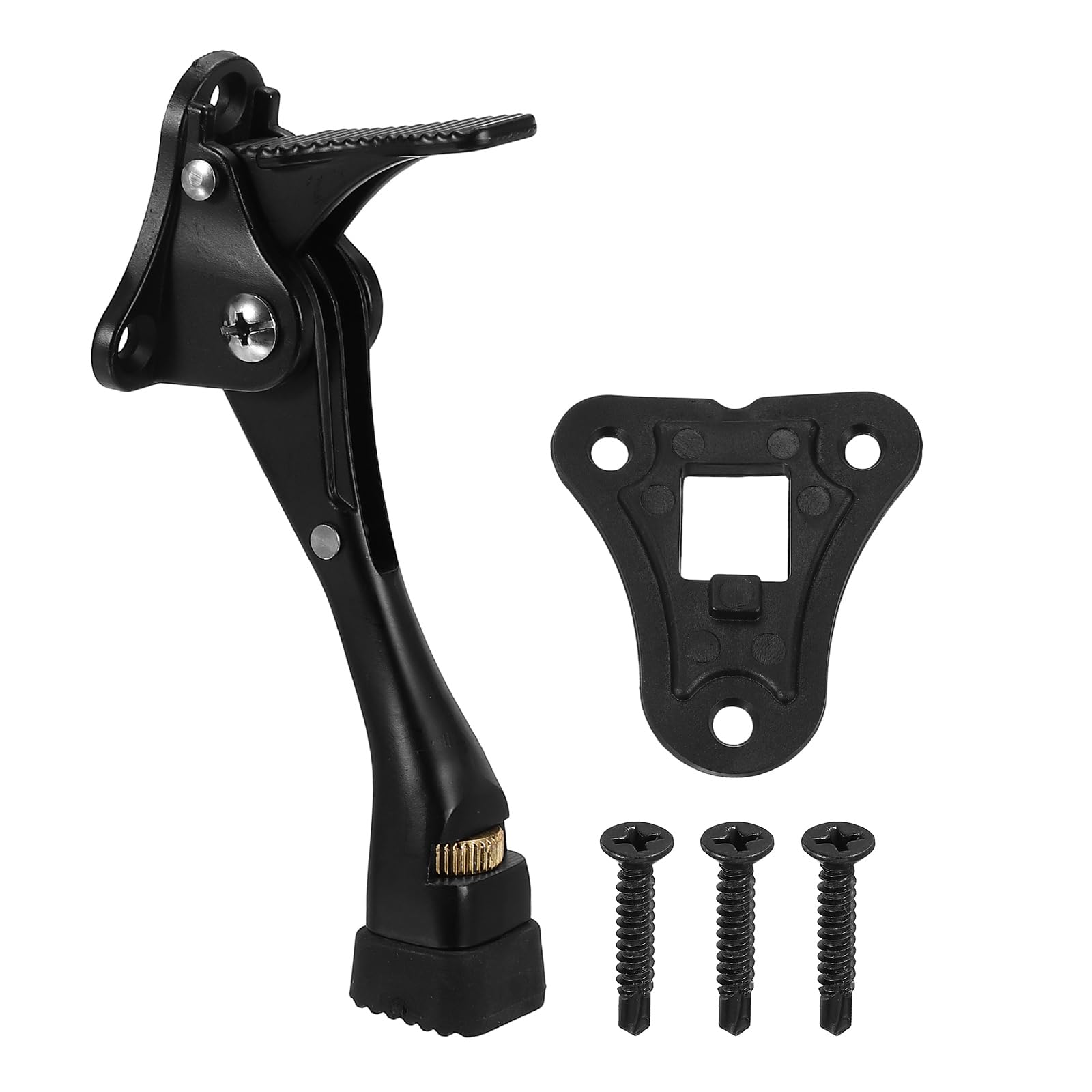 M METERXITY Kickdown Door Stopper, (4.8 Inches, Black)- Zinc Alloy Adjustable One Touch Kick Down Door Holder with Non-Slip Rubber Tip and Screws, Apply to Home/Office/Hotel/Apartment