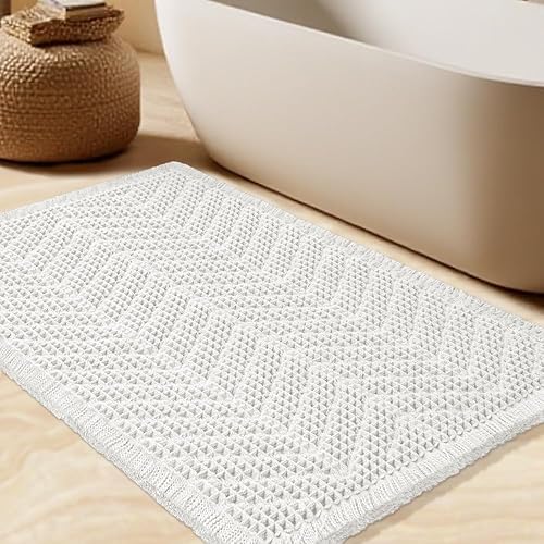 Miniatura 82 de Tapete de baño de punto gofre, moderno, tejido bohemio, absorbente, antideslizante, ultrasuave, lavable a máquina, con borlas, para baño