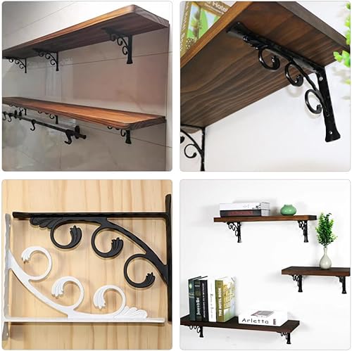 Miniatura 9 de Uonlytech Soporte de triángulo de hierro Estantes de estante de metal Soporte L Soportes de estante grande Soporte de estante flotante Soportes de