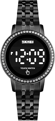 GOSASA Reloj electrónico de lujo para mujer, con pantalla táctil LED, relojes digitales para damas, cuarto de galón, impermeable, elegante, para