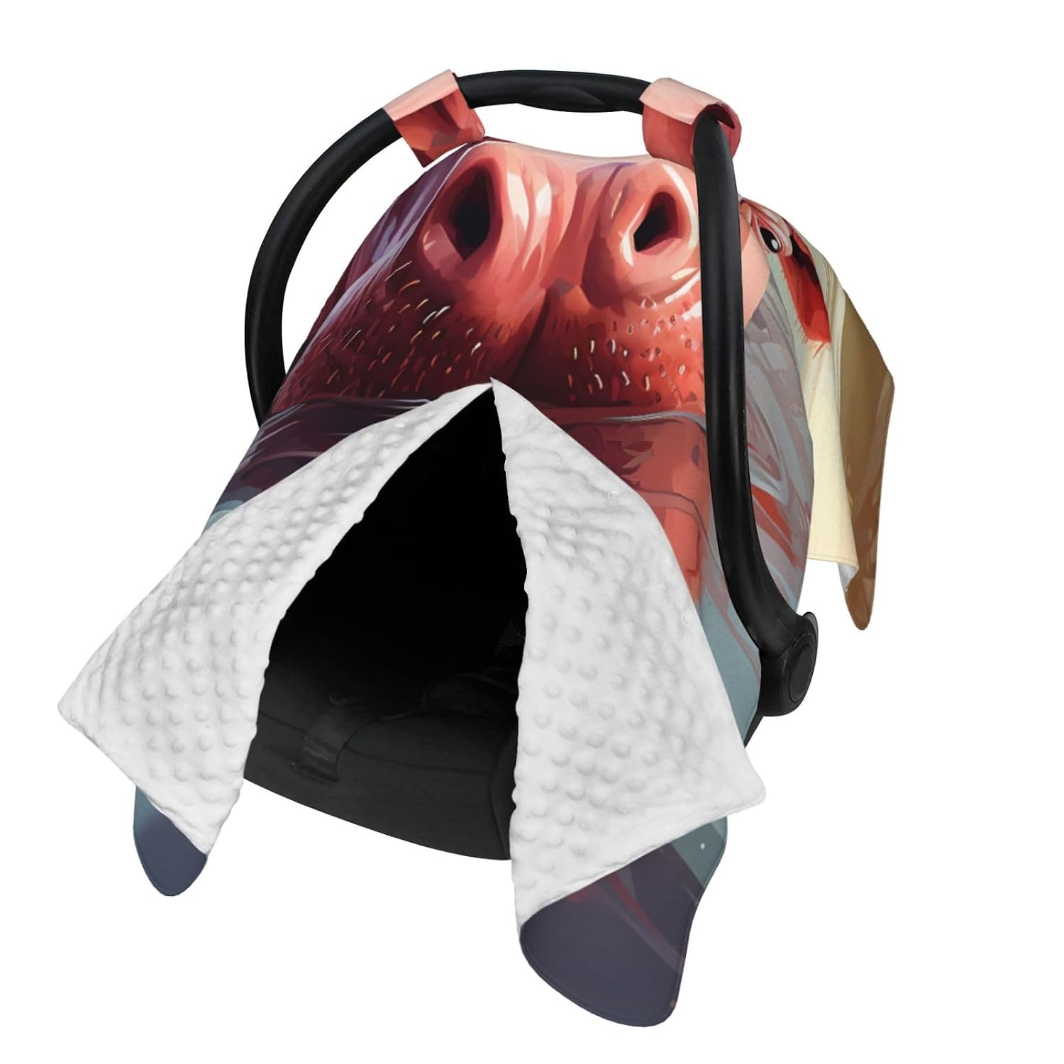 Hippo Baby Car Seat Cover & Breastfeeding Nursing Cover - Breathable Stretch Fabric Multi-Use Nursing Cover for Breastfeeding