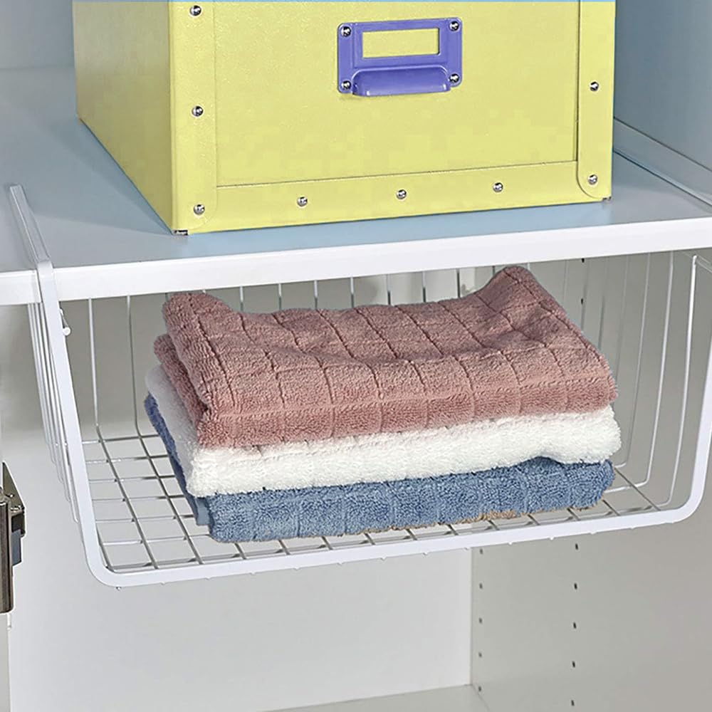 Set Di 2 Cestini Appendiabiti In Metallo Per Scaffali Sotto Il Tavolo, Cucina, Ufficio, Dispensa, Bagno, Armadio