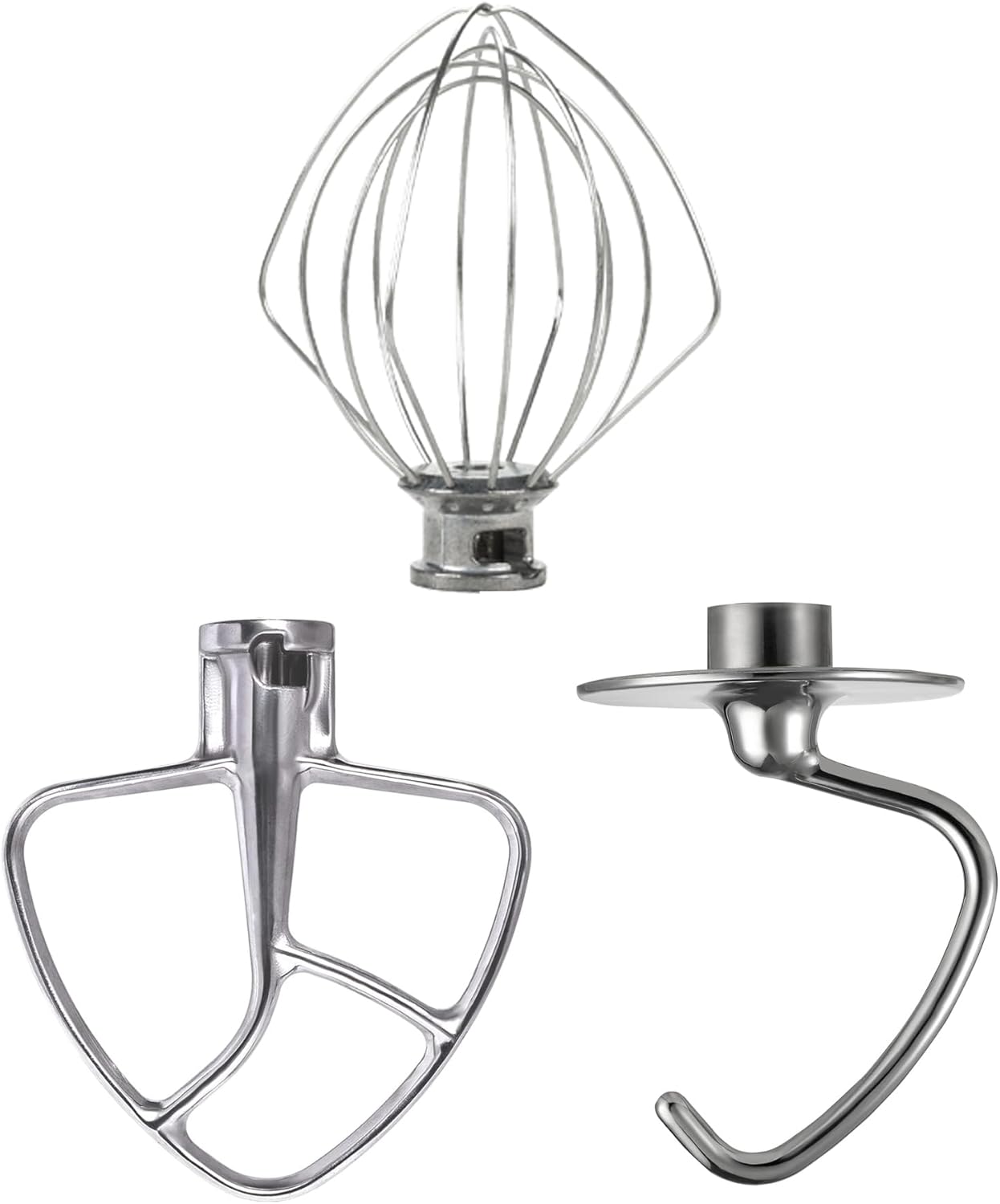 Stainless Steel 3 Piece Kit （KSM5TH3PSS)1pcs K45B Flat Beater,1pcs K45WW Wire Whip, 1pcs K45DH Dough Hook, Fits all 4.5 and 5 quart tilt-head KitchenAid Stand Mixers.