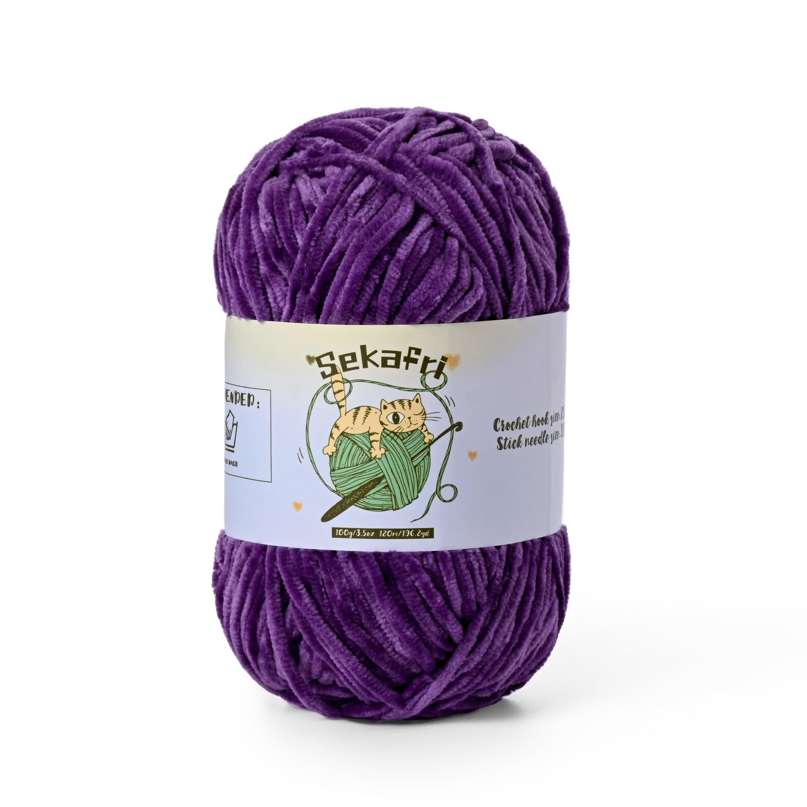 Fuzzy Chenille Yarn for Crocheting Amigurumi Crochet Yarn Violet