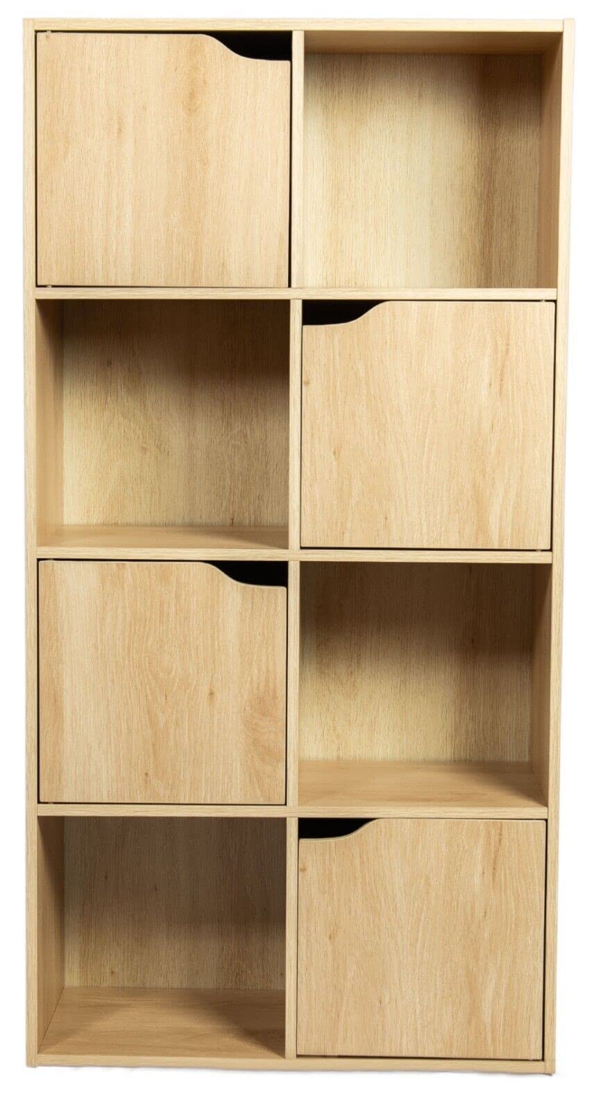 Top Home Solutions 8 Tier Cube Bookcase Display Shelving Storage Unit - Wooden Stand Furniture With Door - Movable organiser for Living Room Bed Room Library