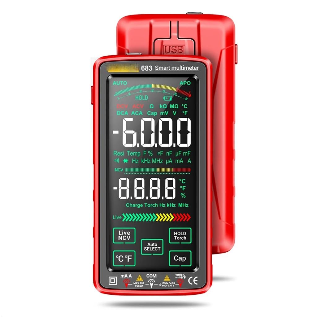 Smart Touch Screen Multimeter Rechargeable Ammeter AC/DC Voltage Current Tester NCV Diode Electrician Tool