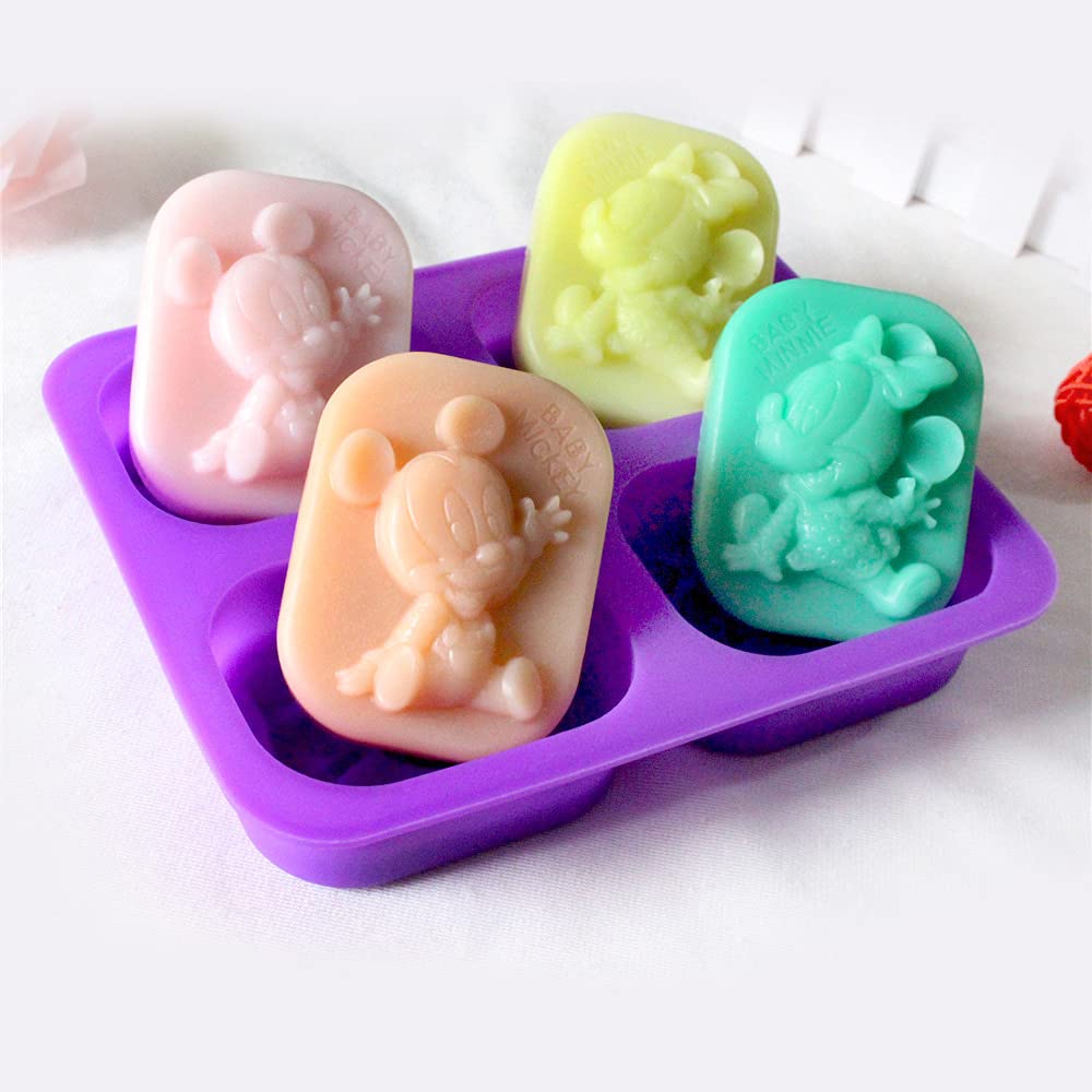 rkpm homes 4 cavity cute mickey soap silicone mold | cartoon mouse soap molds for handmade soap, wax, candle, epoxy resin, jesmonite & clay | cute character mould for diy crafts & gifts