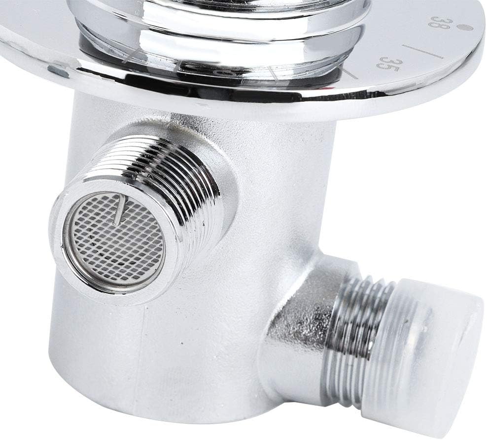 Premium Brass Thermostatic Mixer Valve for Water Heater, Easy to Install Temperature Control Shower Valve with Filter Mesh, Ideal for Wall Mounted Bathtub