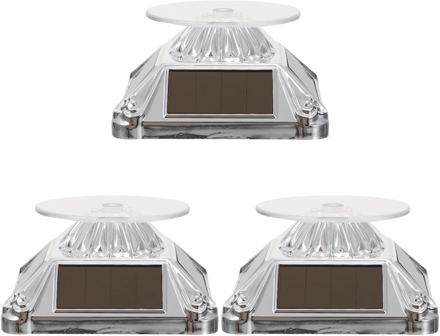 Garneck 3pcs Rotating Jewelry Tree Stand Solar-powered Ring Display Rotating Base Showcase Storage Holder for Jewelry Watches Cosmetics