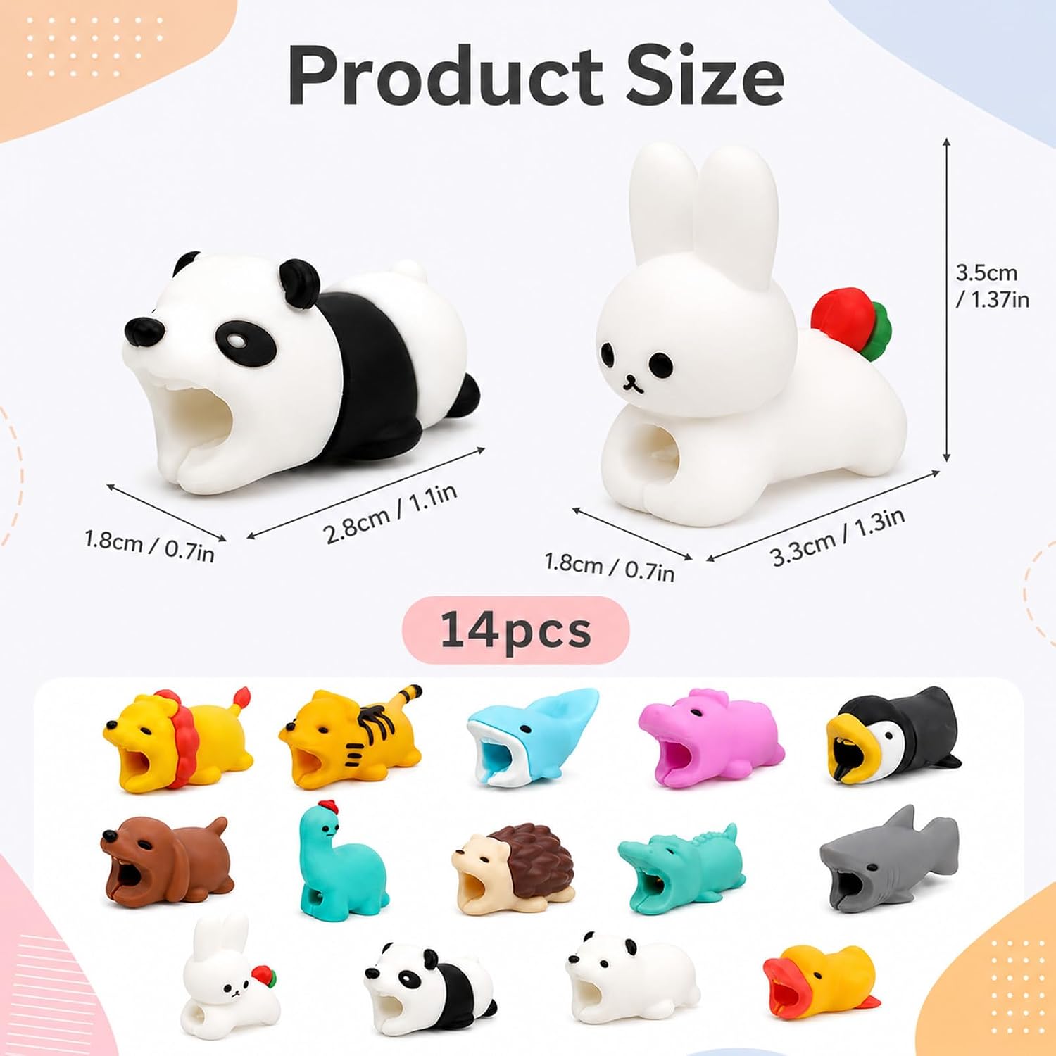 14Pcs Cartoon Cable Protector,Charger Protector,Charger Cord Protector Set image 2