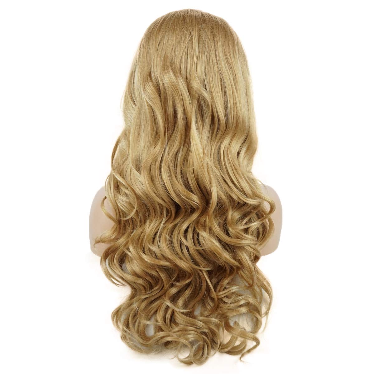 Lushy Long 24inch Wavy Ash Blonde Light Blonde Mix Heavy Density Heat Resistant Realistic Synthetic Lace Front Wig