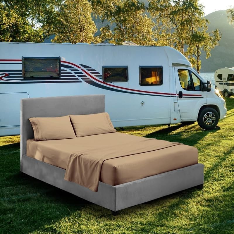 Miniatura 2 de Juego de sábanas de 72 x 80 pulgadas, tamaño King, color gris topo, para cuna, cama de caravana, litera y camión, juego de sábanas de 4 piezas