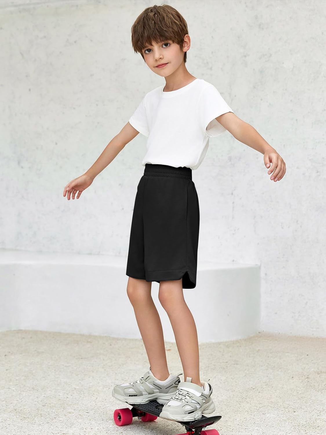 Haloumoning Boys Athletic Shorts High Waist Elastic Active Performance Running Basketball Shorts with Pockets 5-14 Years - Image 4