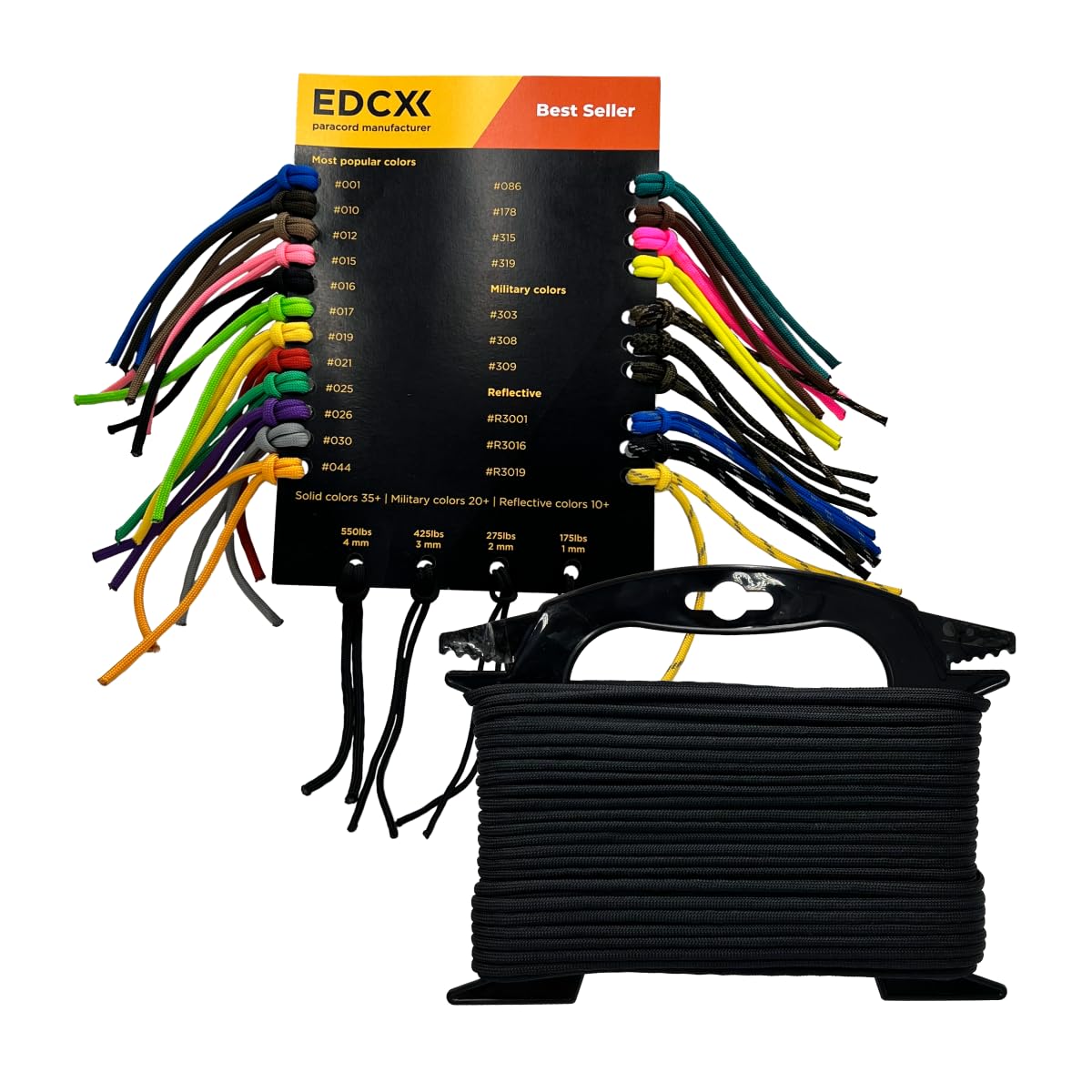 Corde Para EDX 4 mm | Idéal pour l'Artisanat, le Camping et la Survie | 30m Black Nylon 100% avec Bobine