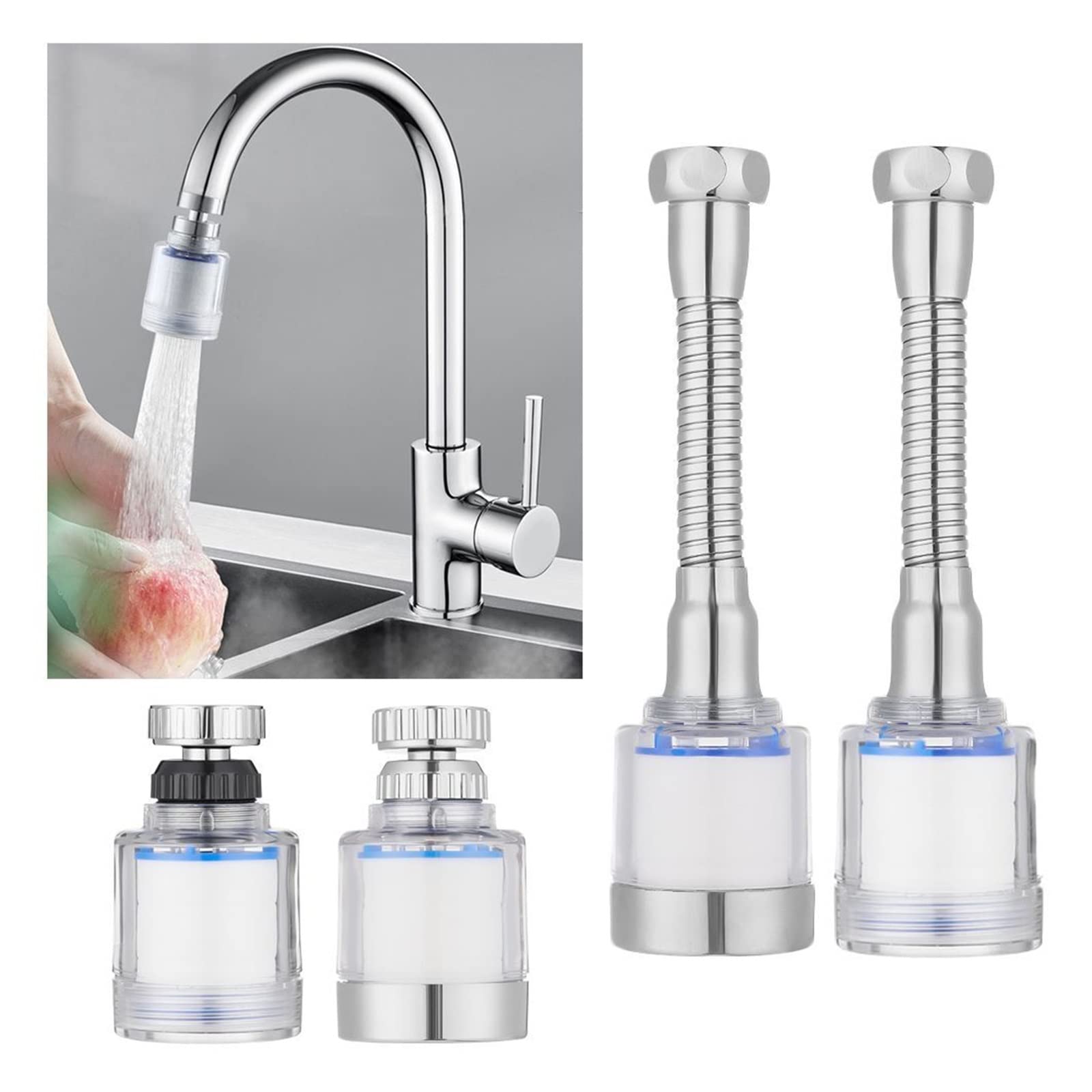 Perlator do kranu Adapter do kranu Aerator do kranu, zlew kuchenny, kran ze spryskiwaczem, aerator do kranu, regulowany rozpylacz, filtr, dyfuzor, dysza oszczędzająca wodę, złącze przedłużacza do kran
