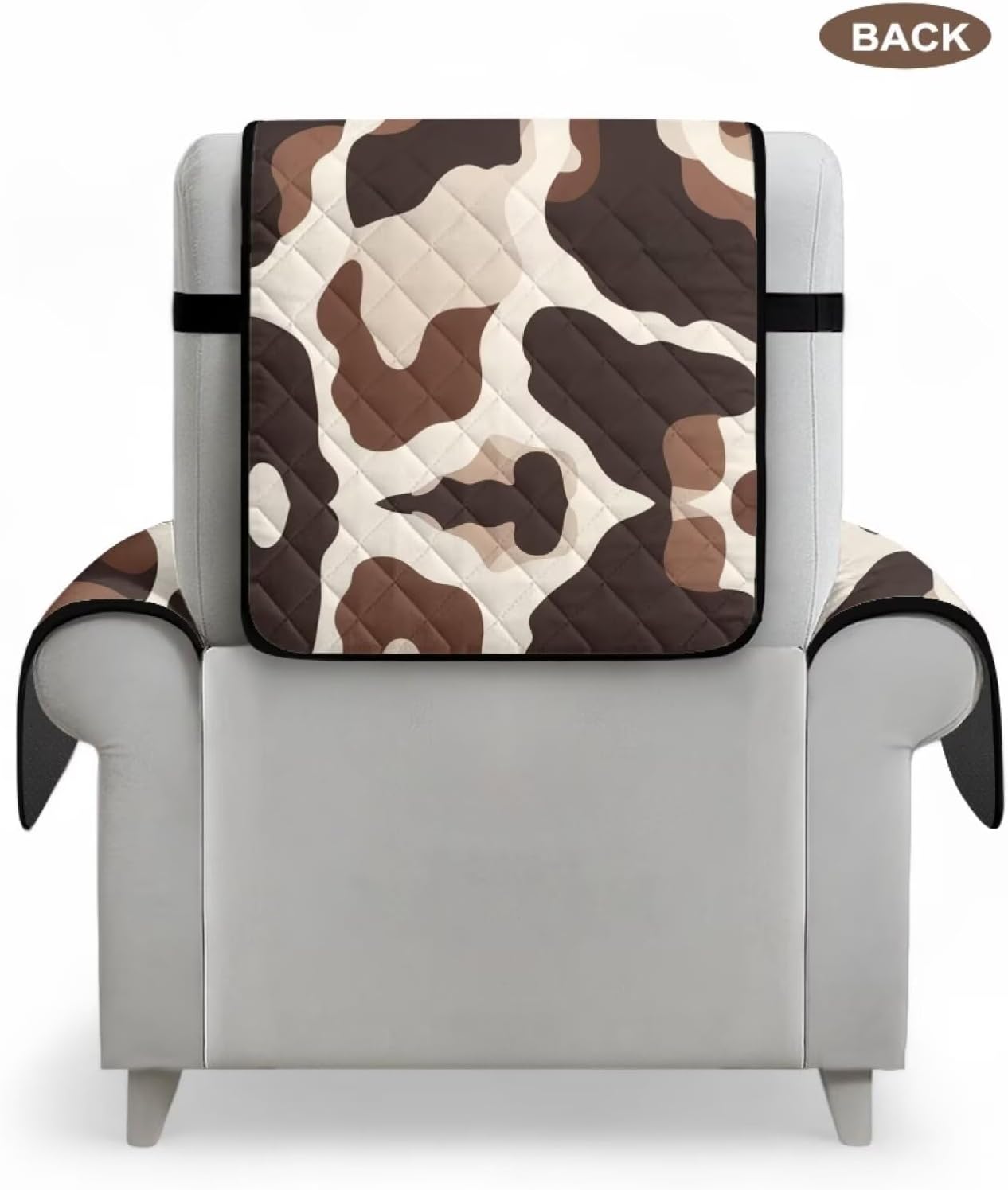 Brown Cow Pattern Recliner Chair Cover Non Slip Chair Covers for Reclining Chairs with Pocket Washable Reclining Chair Cover Stay in Place Furniture Protector for Pets