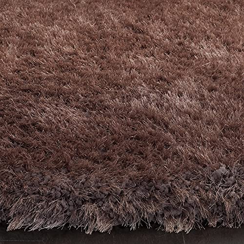 Image of Non Shedding Shaggy Carpets for Living Room 4x4 feet Square Soft Fluffy Solid Plain Fur Rugs Bedroom Floor Brown Color