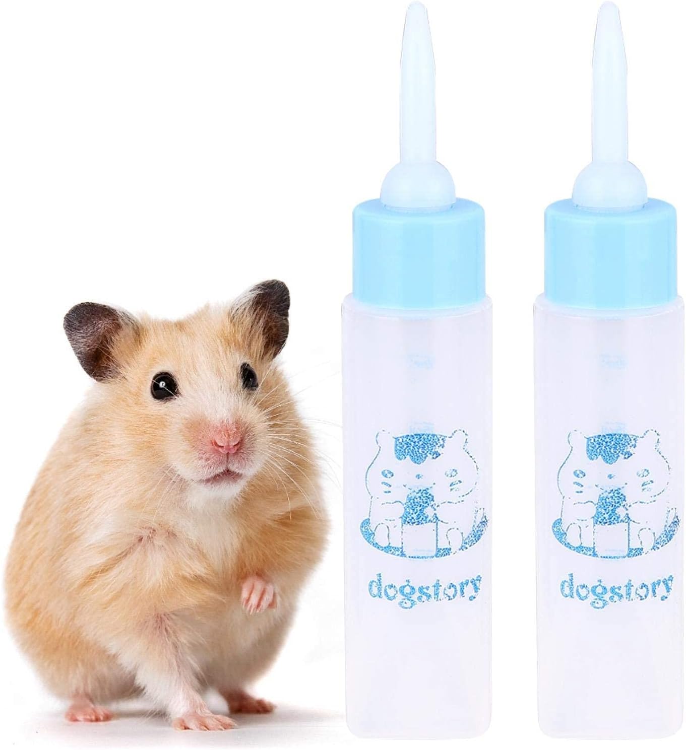 Jeanoko 2PCS 30ML Baby Bottle Feeder for Hamsters Super Small Hedgehog Squirrel Chinchilla Pet Newborn Hamster Nurser Puppy Kittens Nursing Feeding Water Milk(Heaven Blue)