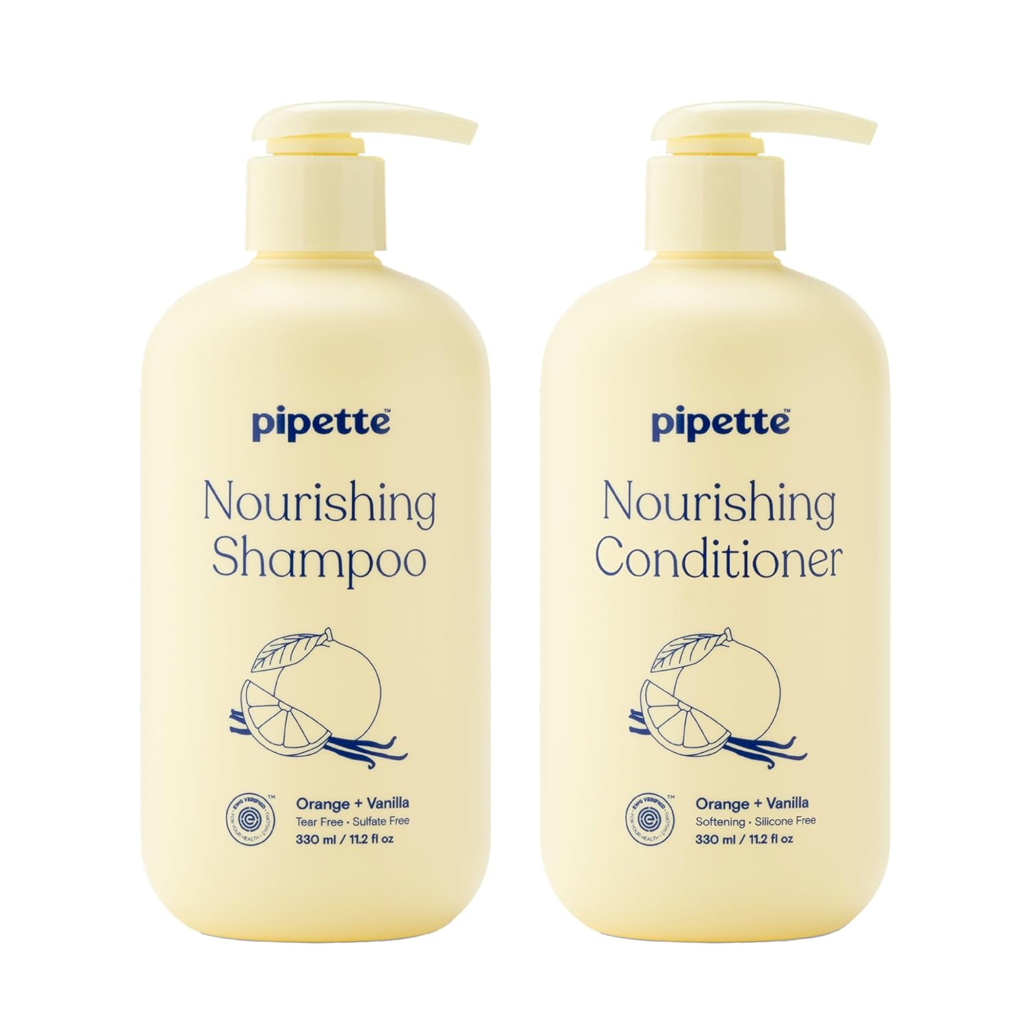 Pipette Daily Nourishing Shampoo and Conditioner Duo, Clean, Tear-Free Shampoo For Kids, Detangling Conditioner For Kids, Sulfate-Free, Paraben-Free, Silicone-Free, Hypoallergenic, Non-Toxic