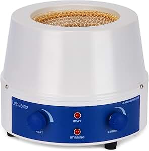 Labasics Manto Calefactor de Laboratorio, Calefacción y Agitación Electrotérmica Manto Calefactor Magnética Agitador 0-1600 RPM Temperatura Control 220V / 380 Celsius, 250W, 500 ml