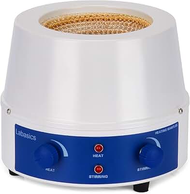 Labasics Manto Calefactor de Laboratorio, Calefacción y Agitación Electrotérmica Manto Calefactor Magnética Agitador 0-1600 RPM Temperatura Control 220V / 380 Celsius, 250W, 500 ml
