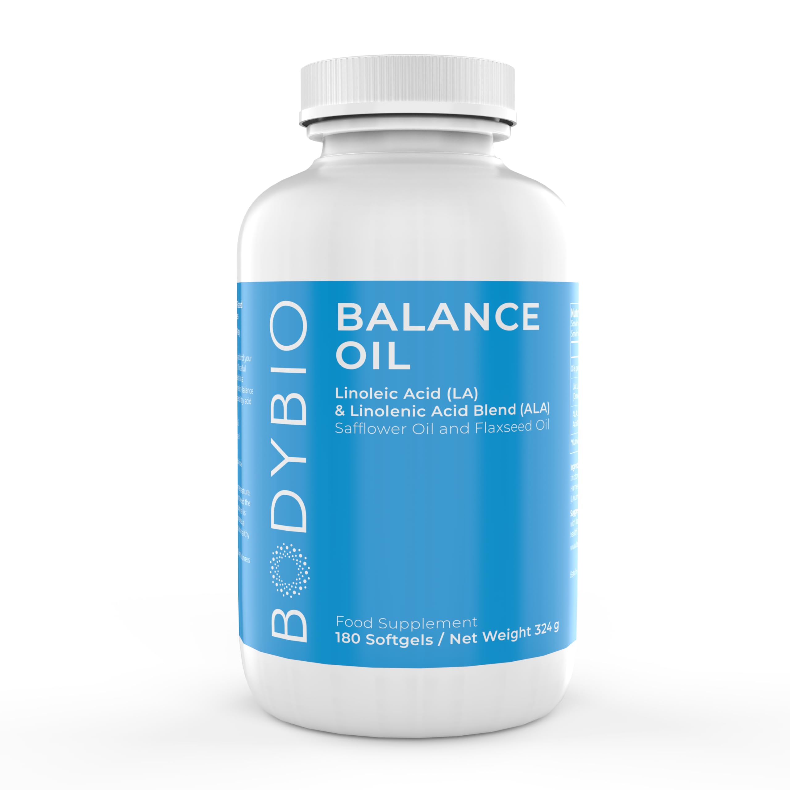 Omega 3 + 6 | Essential Fatty Acids | Safflower and Flax Seed Oil Blend | Cold Pressed | LA & ALA Fatty Acid | Balance Oil 180 Softgels