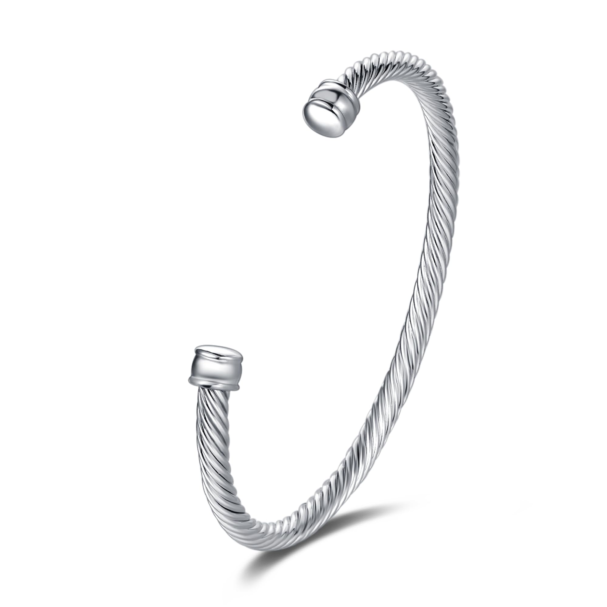 UNY JEWELLuxurious 4mm Petite Twisted Cable Wire Bangle Celebrate Valentine Christmas in Style with an Elegant Barrel Tip