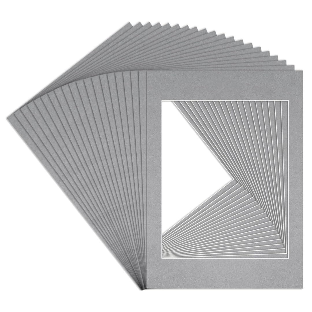 Procut Global 70x50cm Silver Picture Mounts to Fit 50x40cm Aperture - Precision Cut Cardboard Photo Mount - Ideal for Frames, Prints, Artwork & Certificates - Sizes & Colours Available - 20 Pack