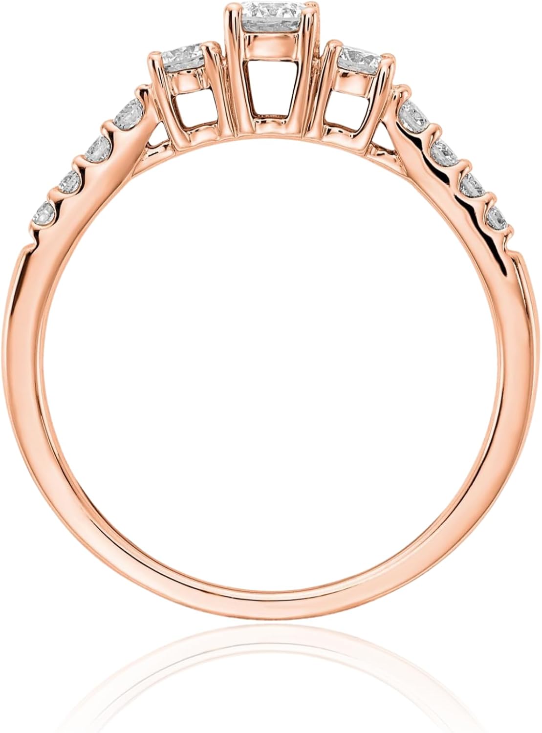 IceCarats 14K Solid Rose Gold 0.50 carat Diamond Three Stone Engagement Ring Round Cut, Natural, Prong Set