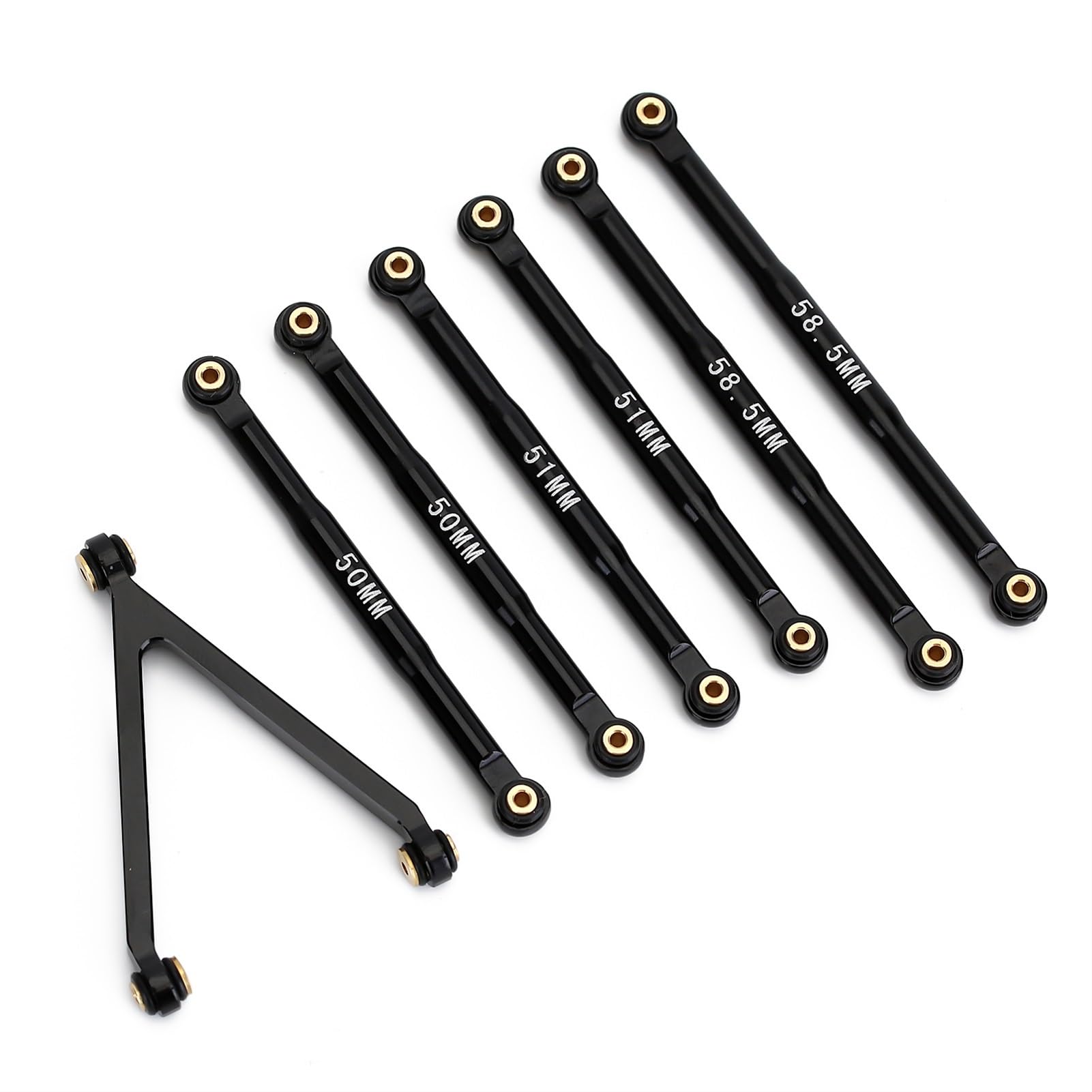 CNC Aluminum Chassis Links Set 1/24 RC Crawler Car LWB 133.7mm, for Axial, for SCX24 AXI00001, for, for Chevrolet, for C10 AXI00002 JLU Rc Suspension Arm Link(Black)