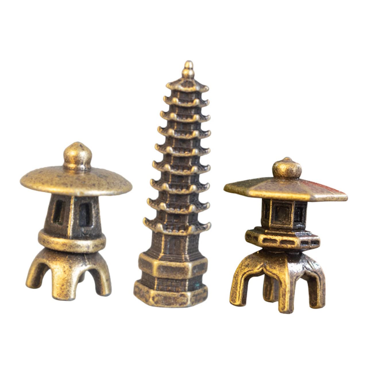ABOOFAN 15pezzi Mini Tower Pavilions Decor Alloy Zen Garden Fish Tank Ornament Lightweight Landscape Statues for Tabletop and Outdoor Use