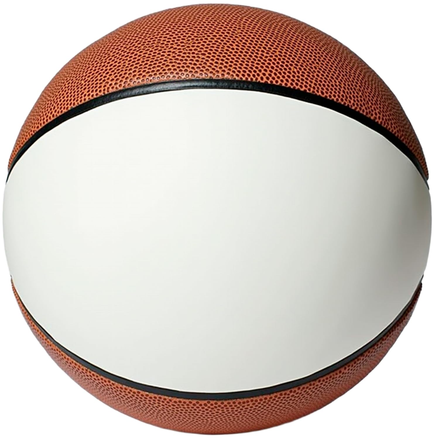 Mini Autograph Blank Basketball - Official Size 1 - Signable Junior Trophy with One Large White and 6 Brown Panels - Autograph Gift - 6 inches