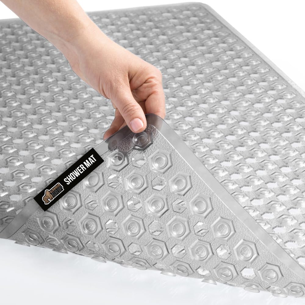 Gorilla Grip Bathroom Mat (Grey, Plastic, 35 x 16 Inches)