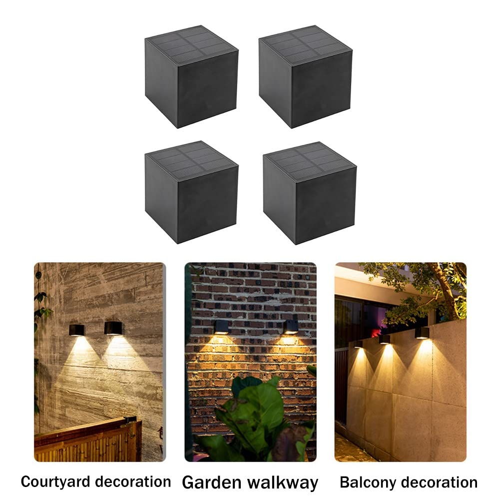 4 lámparas solares de pared, impermeables, impermeables, para patio, balcón, valla, lámpara decorativa