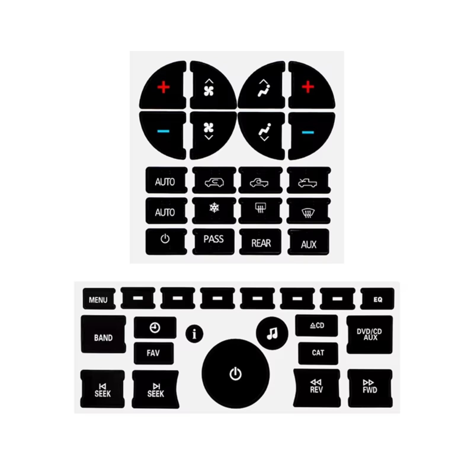 Auto Interior Trim Compatible with GMC for Acadia for Denali 2006 2007 2008 2009 2010 2011 2012 AC Climate Stereo Button Repair Decals Stickers(41pcs)