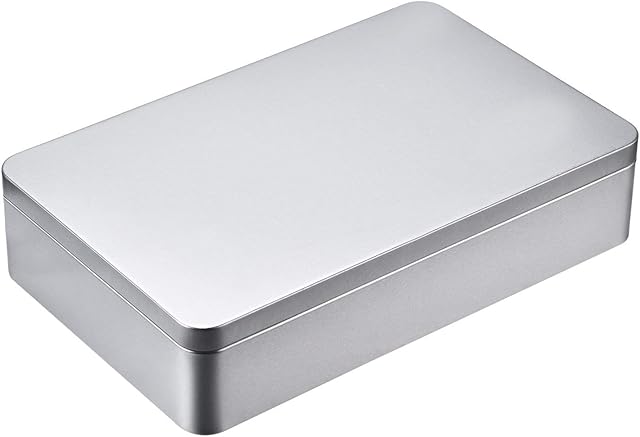 MMBOX 8.5 by 5.3 by 1.9 Inch Silver Rectangular Empty Tin Box Containers, Gift, Jewelery and Storage Tin Kit, Home Organizer