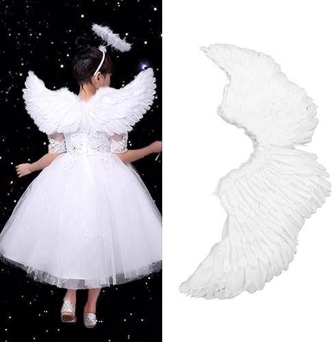 Miniatura 6 de Alas de ángel para niños, alas de plumas de ángel, color blanco, para adultos, Halloween, regalo único de Navidad (S)