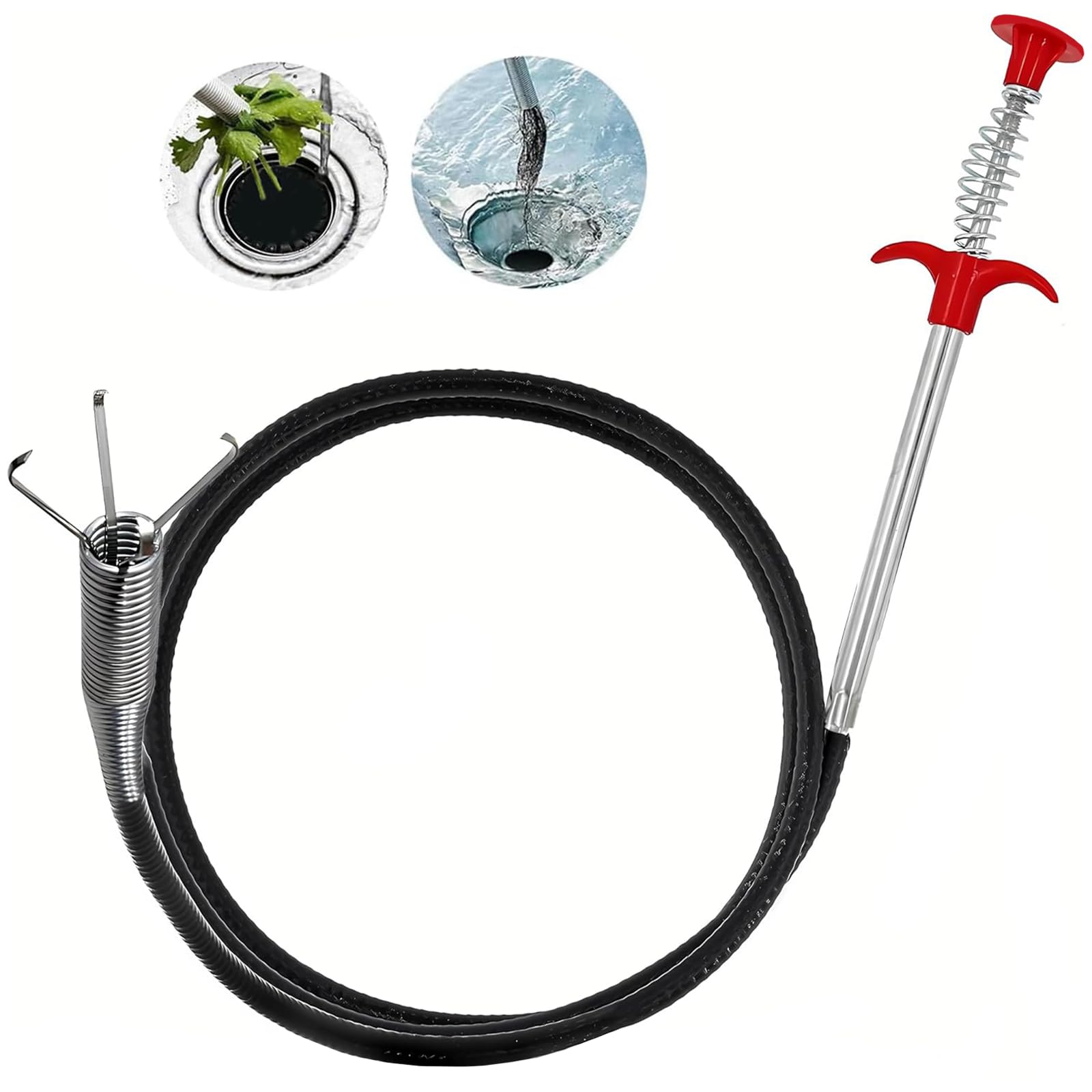 Photo 1 of (61 inch) Drain Clog Remover - Gutter Cleaning Drain Snake Tools Cleaner for Toilet Sewer Shower Kitchen Bathroom Tub Tool, Flexible Grabber Claw Pick Up Reacher