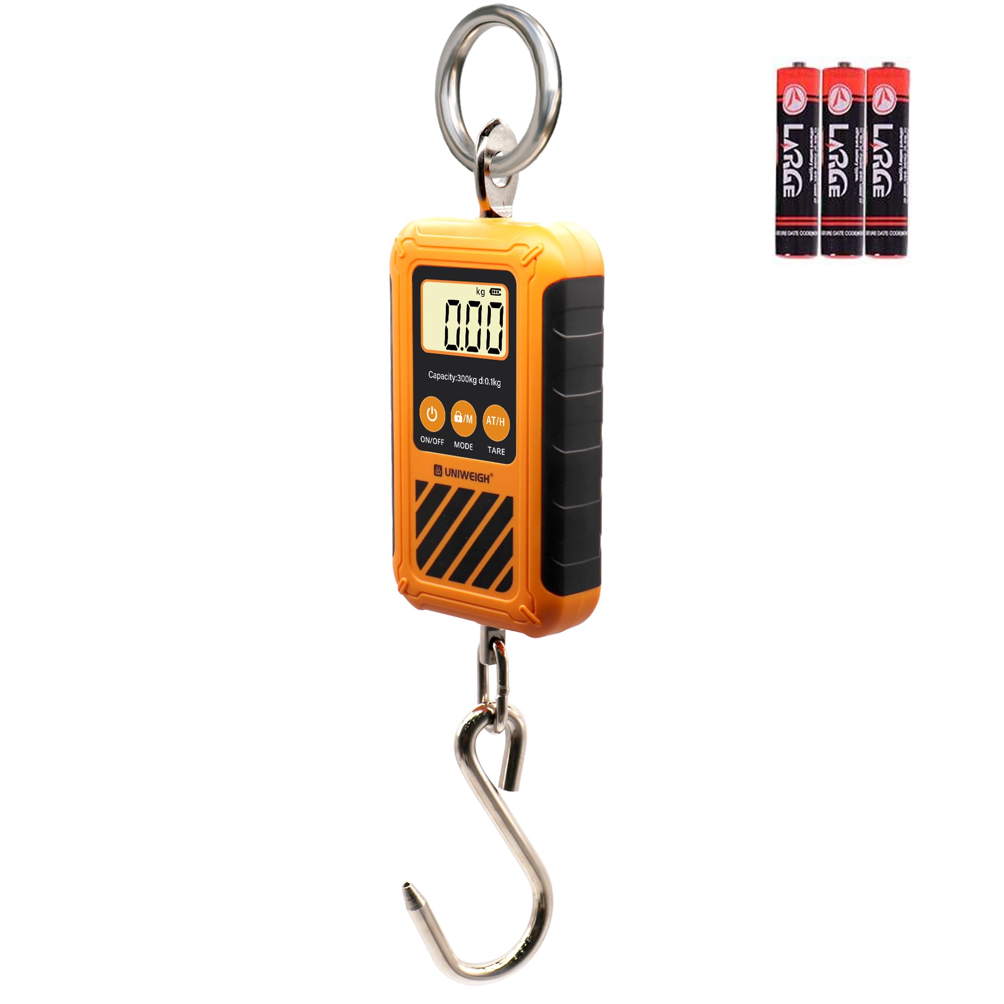 UNIWEIGH Numérique Balance à bagages,300KG/660LB Mini balance à grue,Postale suspendue avec écran LCD,Portable à main&Grand crochet,Échelle de cerf avec Hold&Tare,pour Garage Farms Chasse Pêche
