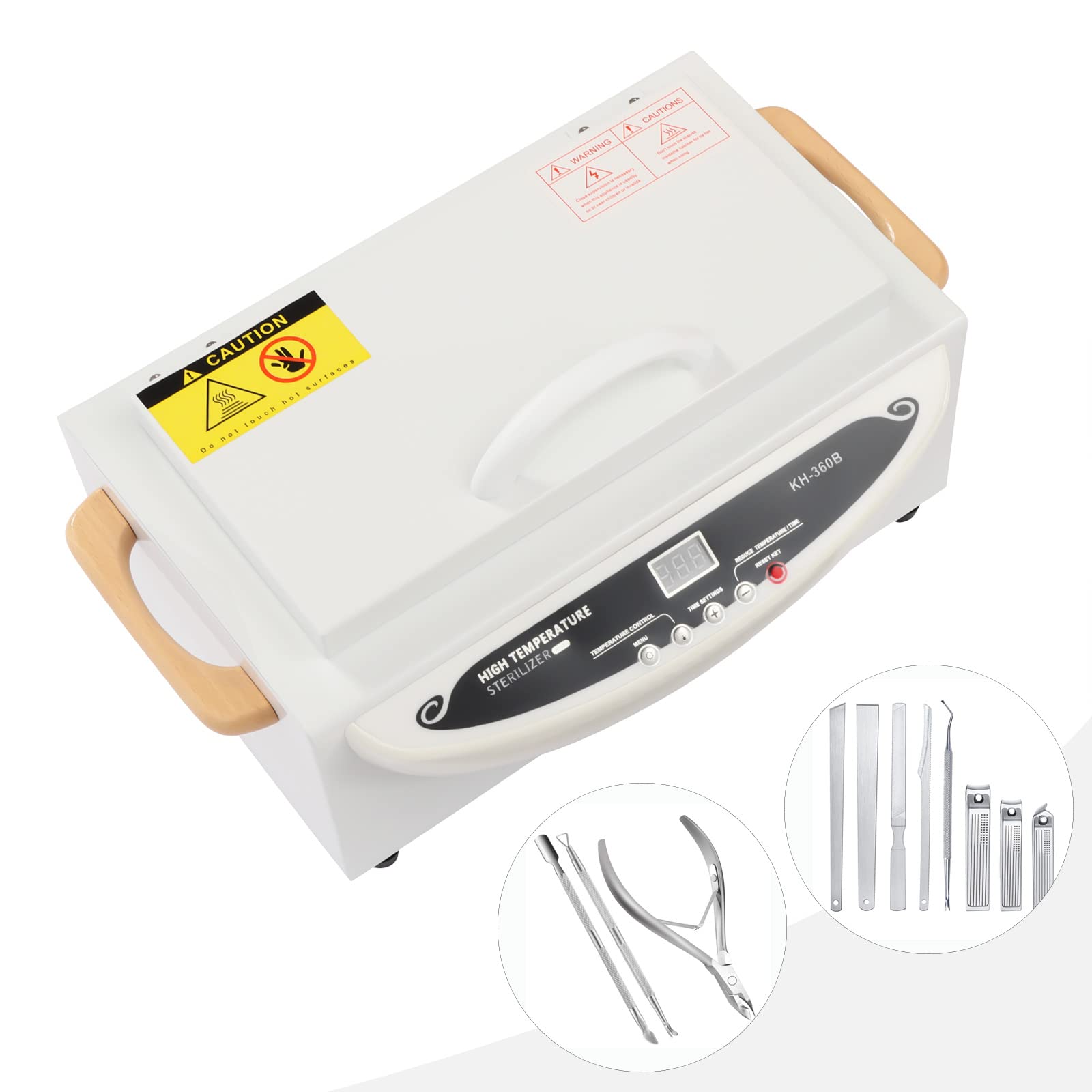 Heißluftsterilisator Sterilisator 500W, Sterilisator für Instrumente Einstellbare Zeit und Temperatur, Heißluftsterilisator Desinfektion für Kosmetik, Fusspflegestudios, Friseursalon 1L