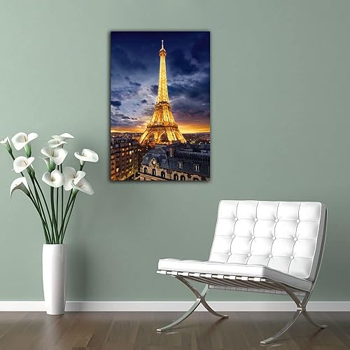 Miniatura 7 de QUNYAAE Póster de paisaje urbano de la Torre Eiffel de París, lienzo decorativo para pared, para sala de estar, dormitorio, 08 x 12 pulgadas (7.9 x