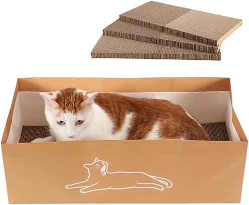 Miniatura 9 de SHENGOCASE Rascador grande de madera Jumbo de 264 x 118 pulgadas caja de madera HDF con almohadilla rascadora de cartón reemplazable y juguete de