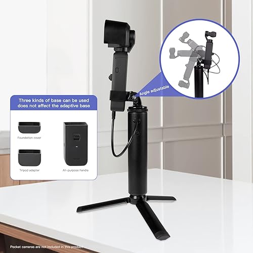 Miniatura 7 de Agarre de mano de carga para cámara DJI Osmo PocketPocket 2, barra de extensión de banco de energía con trípode y adaptador de montaje, parasol de