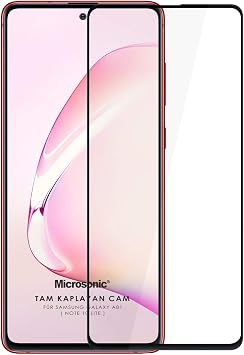 Microsonic Samsung Galaxy Note 10 Lite Tam Kaplayan Temperli Cam Ekran Koruyucu Siyah [Galaxy Note 10 Lite ile Uyumlu Ekran Koruyucu]