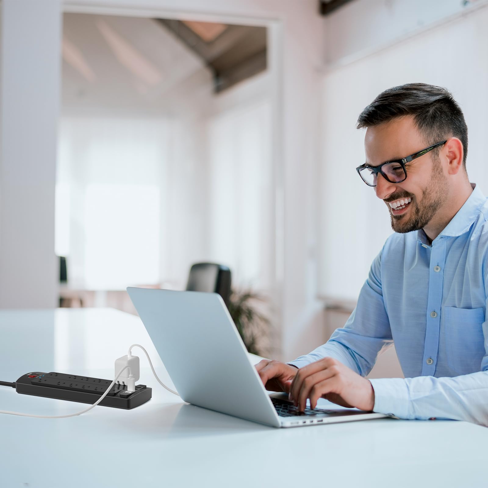 6 Ft Extension Cord Power Strip, Teiobar Surge Protector with 12 AC Outlets and 4 USB Ports for Home, Office, Dorm Essentials, 1875W/15A, 2700 Joules, ETL Listed, Black - 5