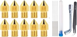 APAAZO 5/10PCS 3D Printer Nozzles 0.2mm 0.3mm 0.4mm 0.5mm 0.6mm 0.8mm 1.0mm MK8 Extruder Nozzle CR/Ender Series 3D Printer Accessories (Color : 0.8mm10PCS Set)